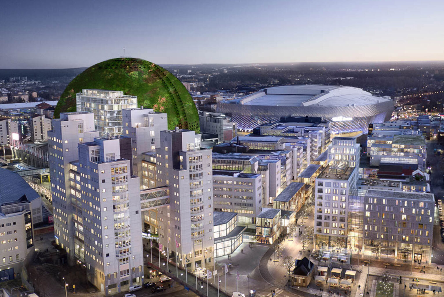 Green Globen concept, utomhus växtväggar, landmark stockholm