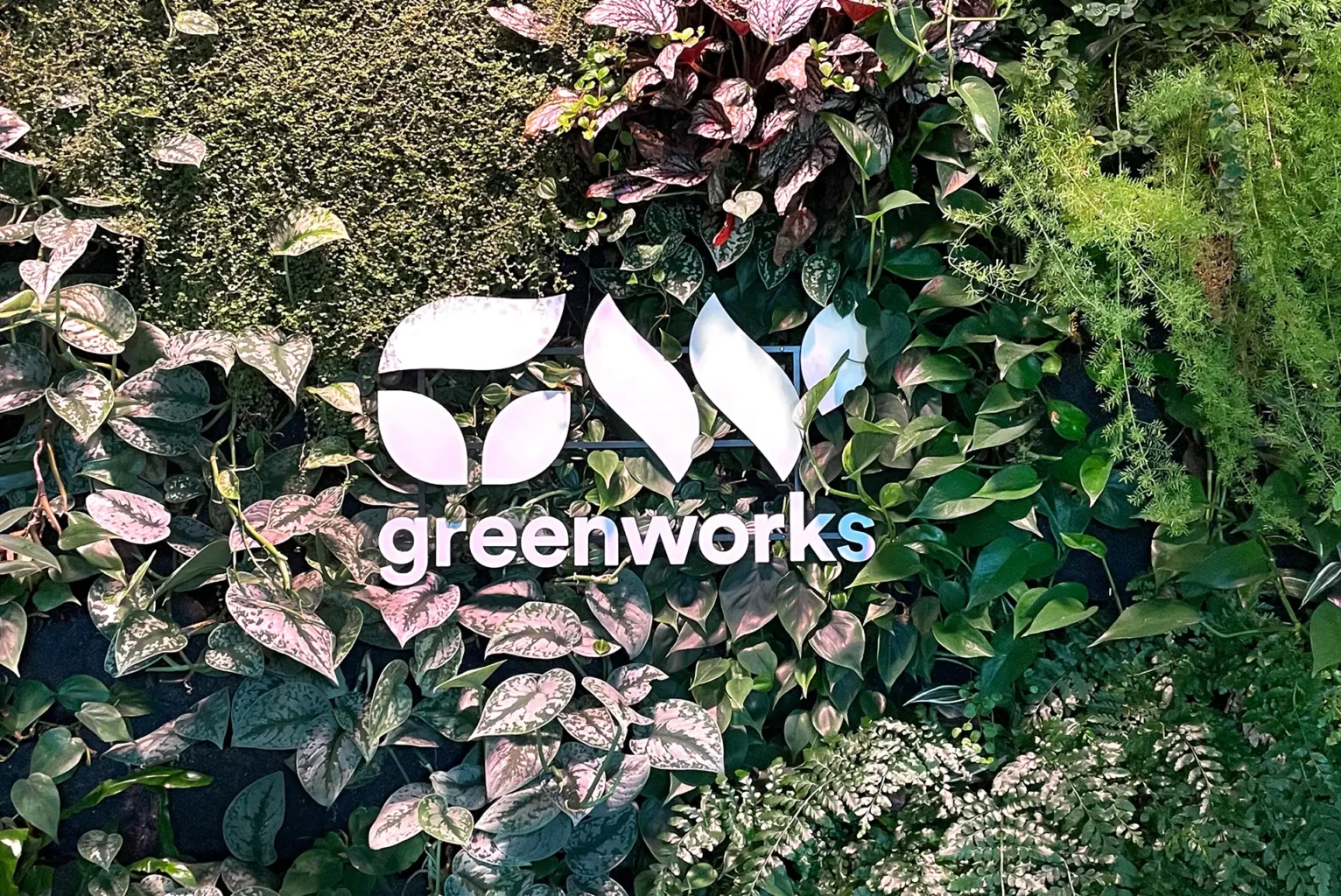 Storgatan 1, växtväggar inomhus med logotyp